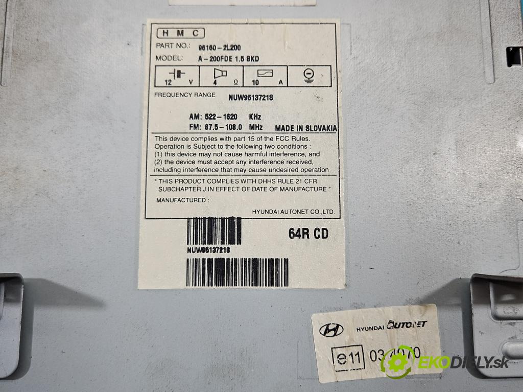 Hyundai I30 I 2007-2012 1.4 16v (G4FA) 109 HP manual 80,2 kW 1396 cm3 5- Radio originál 96160-2L200