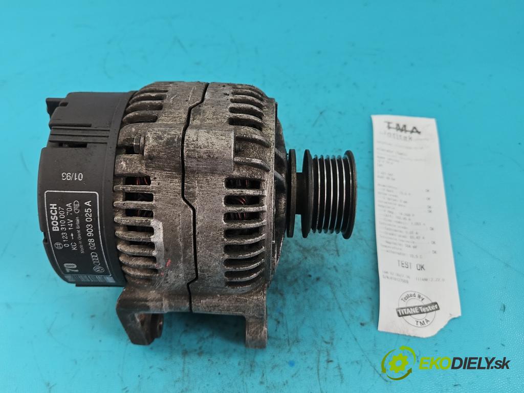 Audi 80 B4 1991-1994 1.9 TDi 90 HP manual 66 kW 1896 cm3 4- Alternator 0123310007 (Alternátory)