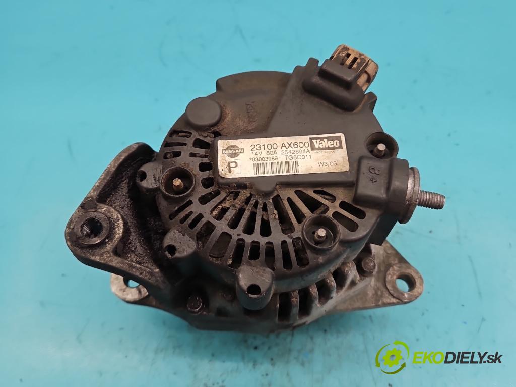 Nissan Micra K12 2003-2010 1.2 16v 80 HP manual 59 kW 1240 cm3 3- Alternator 23100AX600 (Alternátory)