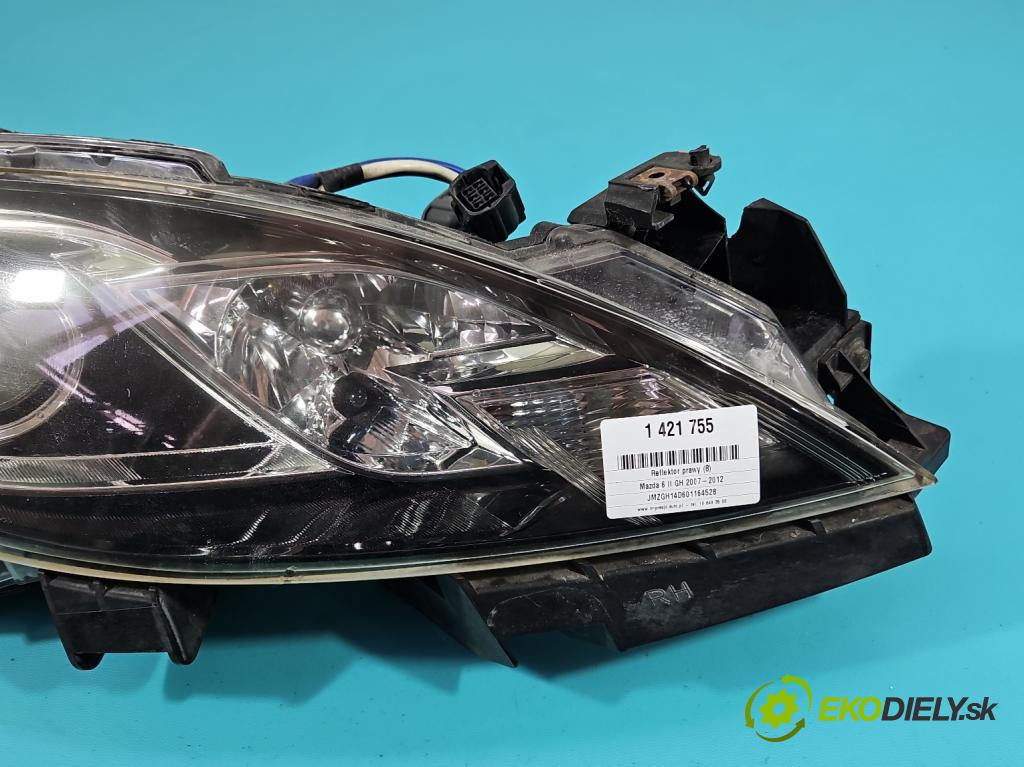 Mazda 6 II GH 2007-2012 2.0 CITD 140 HP manual 103 kW 1998 cm3 5- Reflektor: pravý  (Pravé)
