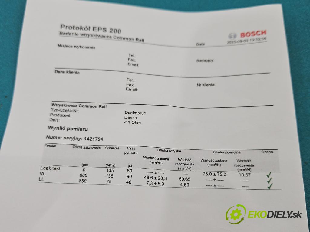 Mazda 6 II GH 2007-2012 2.0 CITD 140 HP manual 103 kW 1998 cm3 5- vstrek RF8G-13H50 (Vstrekovač paliva)