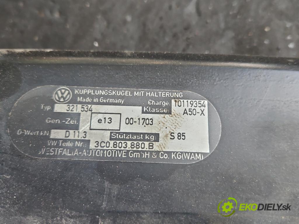 Vw Passat B6 2005-2010 1.9 TDI (BLS) 105 hp manual 77 kW 1896 cm3 5- oko tažné 3C0803880B (Tažná zařízení)