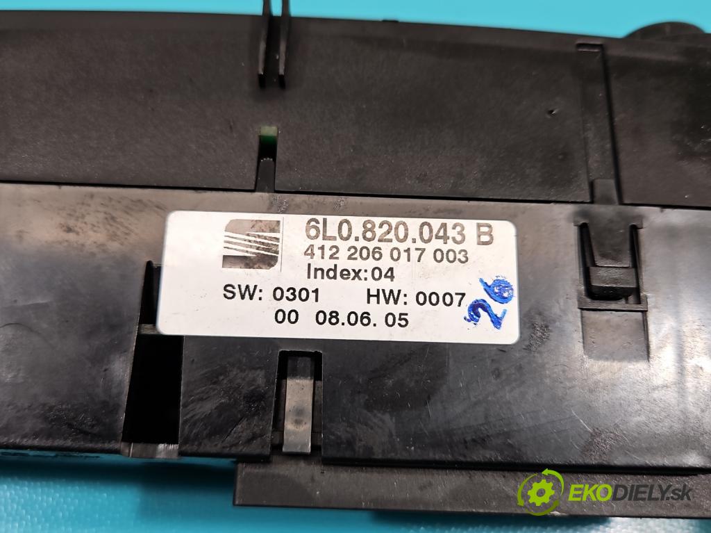 Seat Cordoba II 6L 2002-2008 1.4 16v 75 HP manual 55 kW 1390 cm3 4- panel kúrenia 6L0820043B