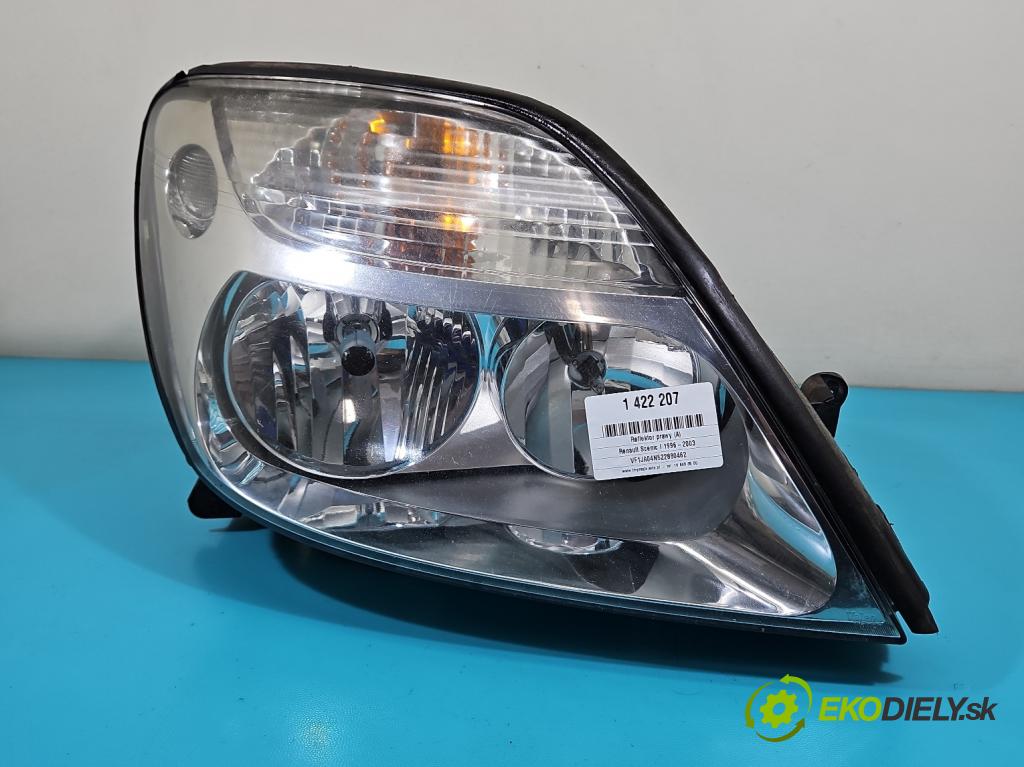 Renault Scenic I 1996-2003 1.6 16V 107 HP manual 79 kW 1598 cm3 5- Reflektor: pravý 7700432097 (Pravé)