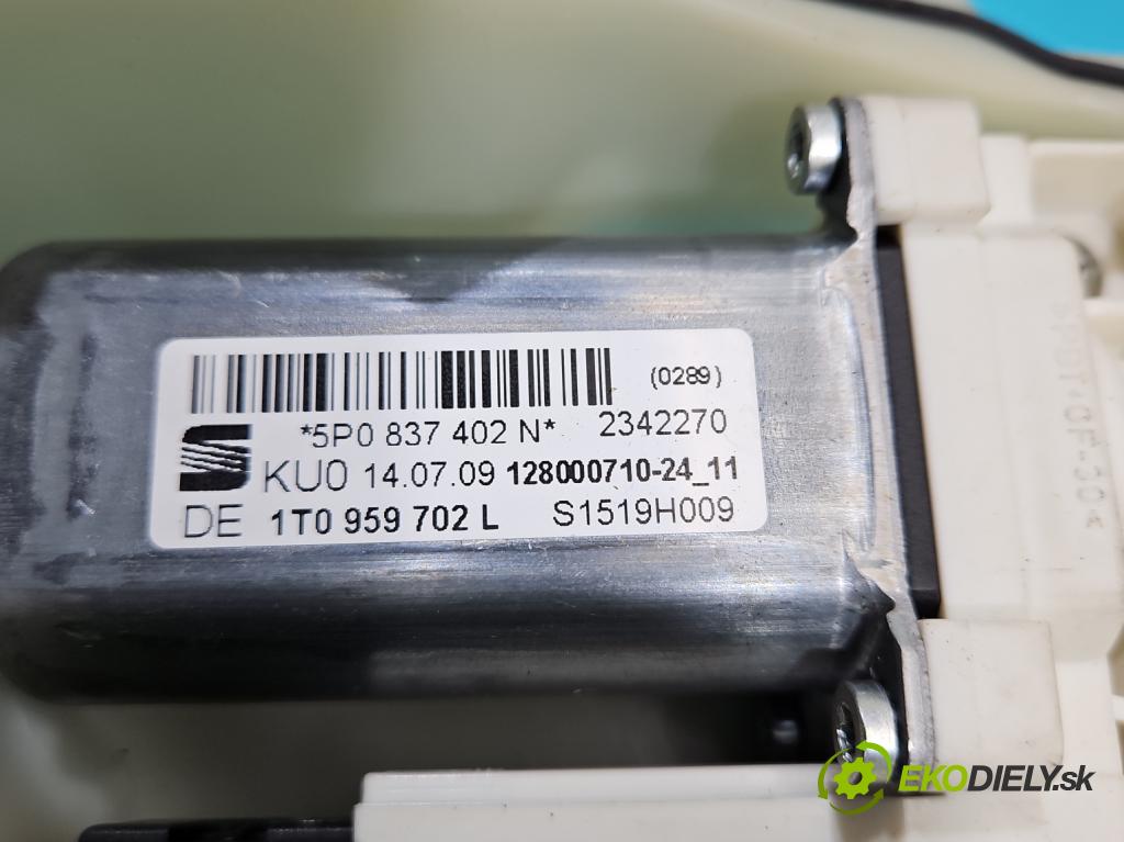 Seat Altea 1.4 tsi 125 hp manual 92 kW 1390 cm3 5- mechanismus stahování přední pravý 5P0837402N
