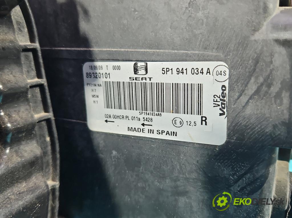 Seat Altea 1.4 tsi 125 HP manual 92 kW 1390 cm3 5- Reflektor: pravý 5P1941034A (Pravé)
