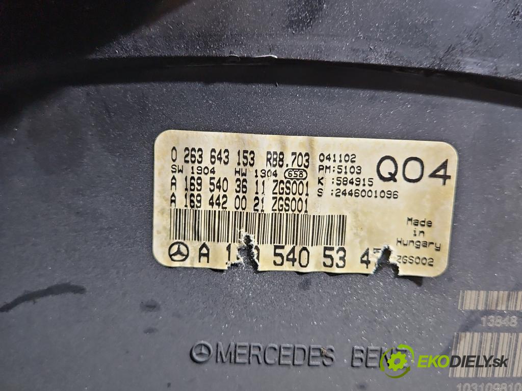 Mercedes A W169 2004-2012 2.0 cdi 109 HP manual 80 kW 1992 cm3 5- prístrojovka/ budíky 0263643153 (Prístrojové dosky, displeje)