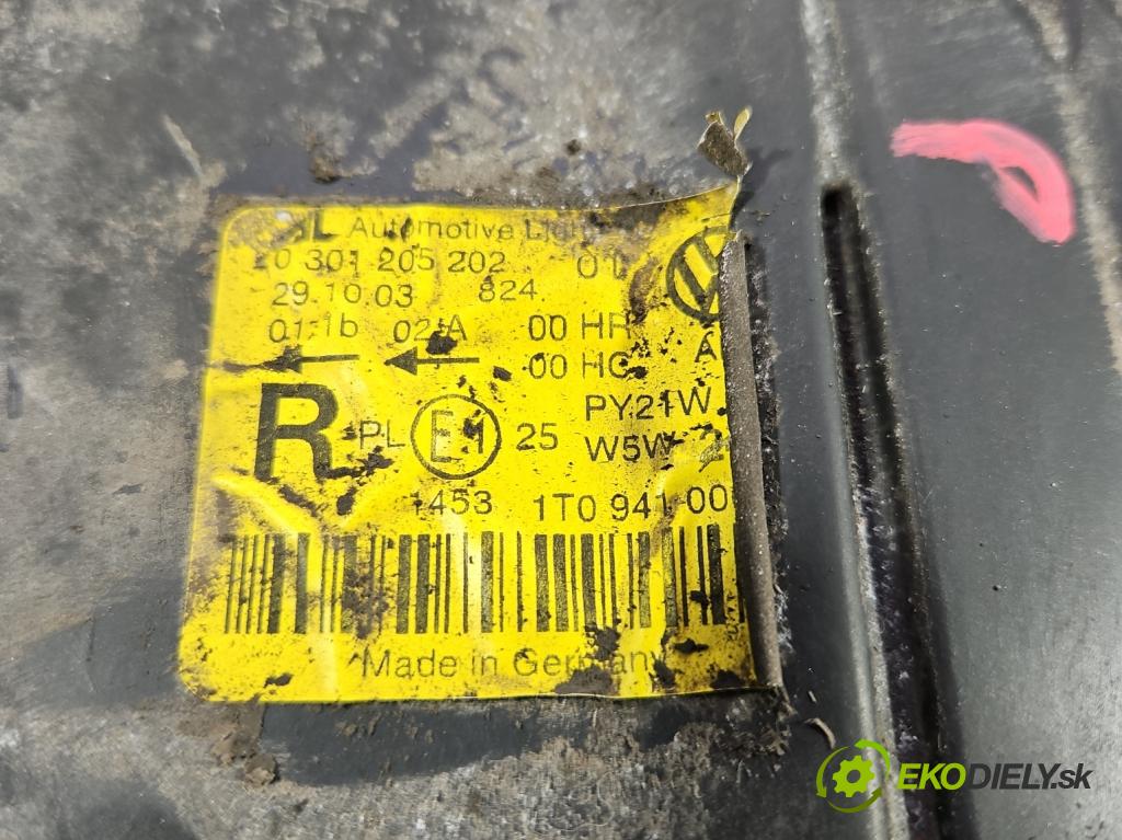 Vw Touran I 2003-2015 1.6 fsi 116 HP manual 85 kW 1598 cm3 5- Reflektor: pravý 0301205202 (Pravé)