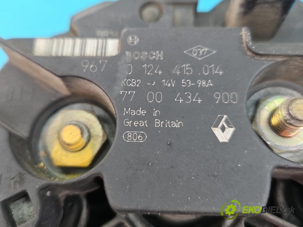 Renault Scenic I 1996-2003 1.6 16V 107 HP manual 79 kW 1598 cm3 5- Alternator 0124415014 (Alternátory)