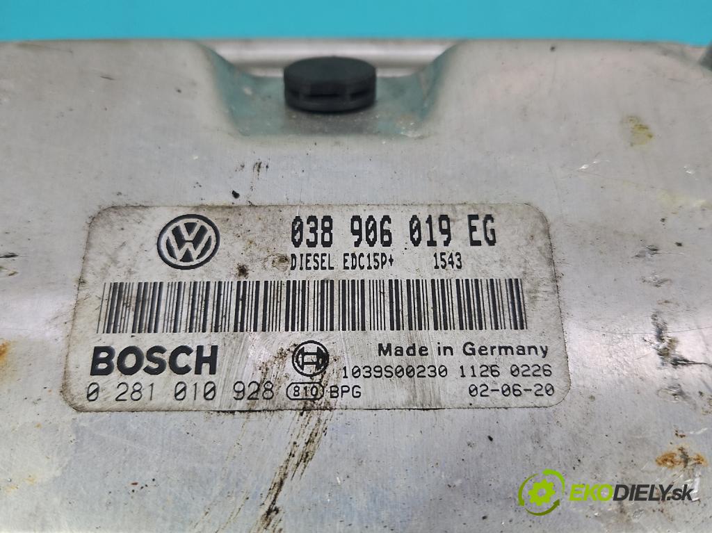 Skoda Superb I 2001-2008 1.9 tdi 131 HP manual 96 kW 1896 cm3 4- riadiaca jednotka motora 038906019EG