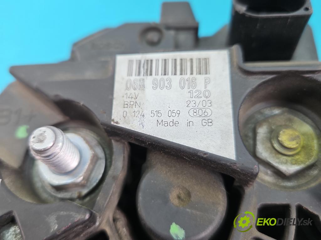 Audi A4 B6 2000-2004 1.6 8V 102 HP manual 75 kW 1595 cm3 4- Alternator 06B903016P (Alternátory)