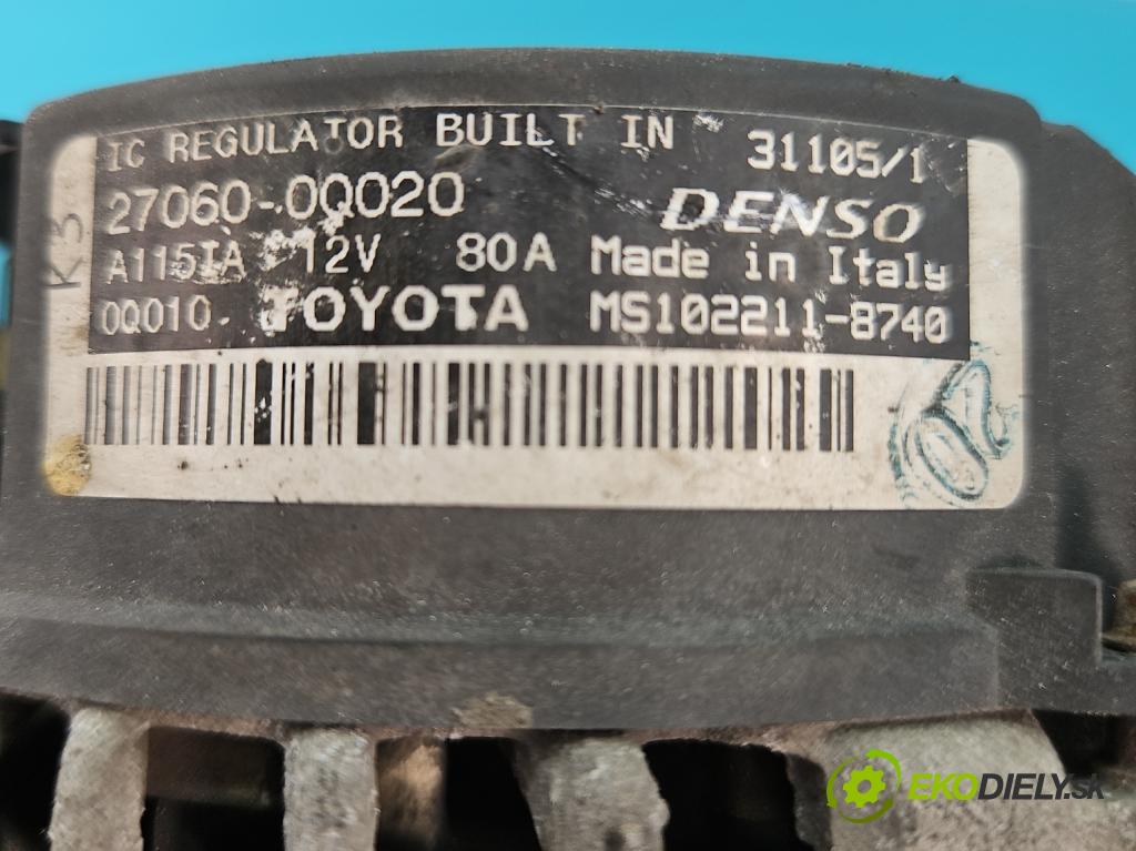 Peugeot 107 1.0 68 HP manual 50 kW 998 cm3 3- Alternator 27060-0Q020 (Alternátory)