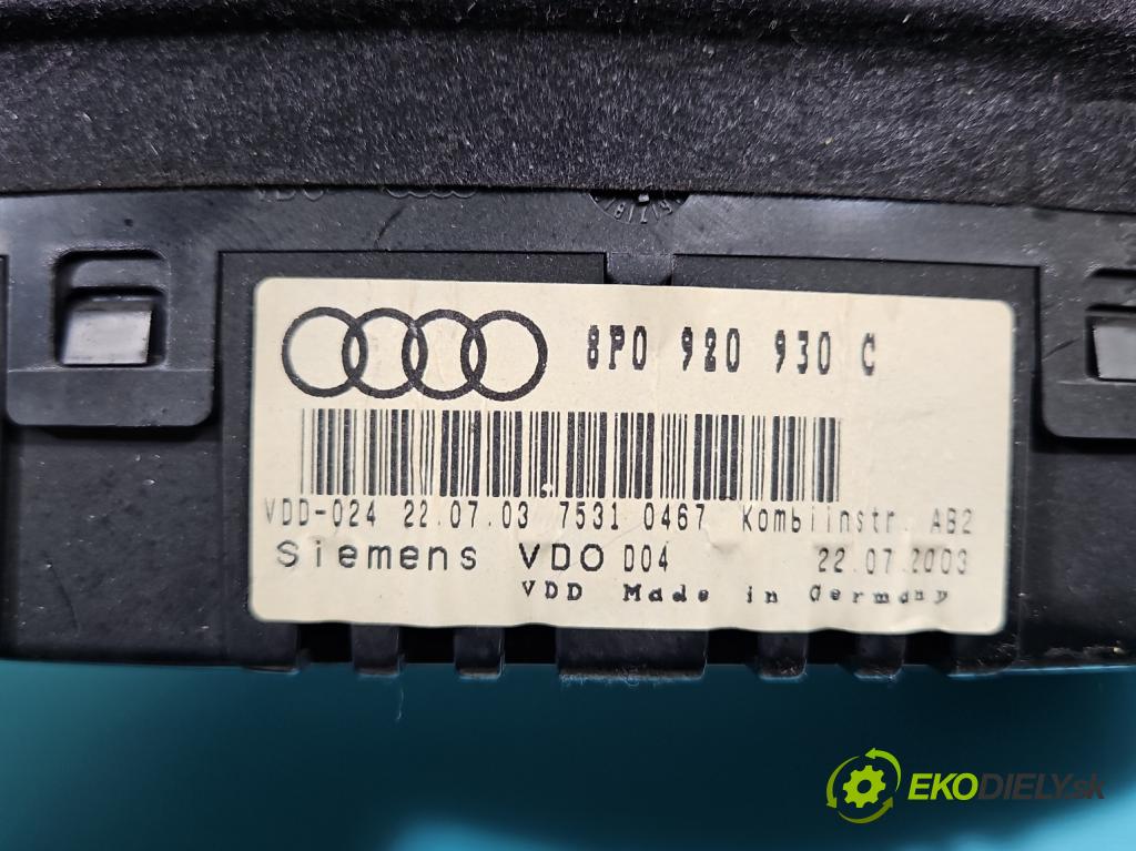 Audi A3 8P 2003-2012 1.9 tdi (BKC) 105 HP manual 77 kW 1896 cm3 3- prístrojovka/ budíky 8P0920930C (Prístrojové dosky, displeje)