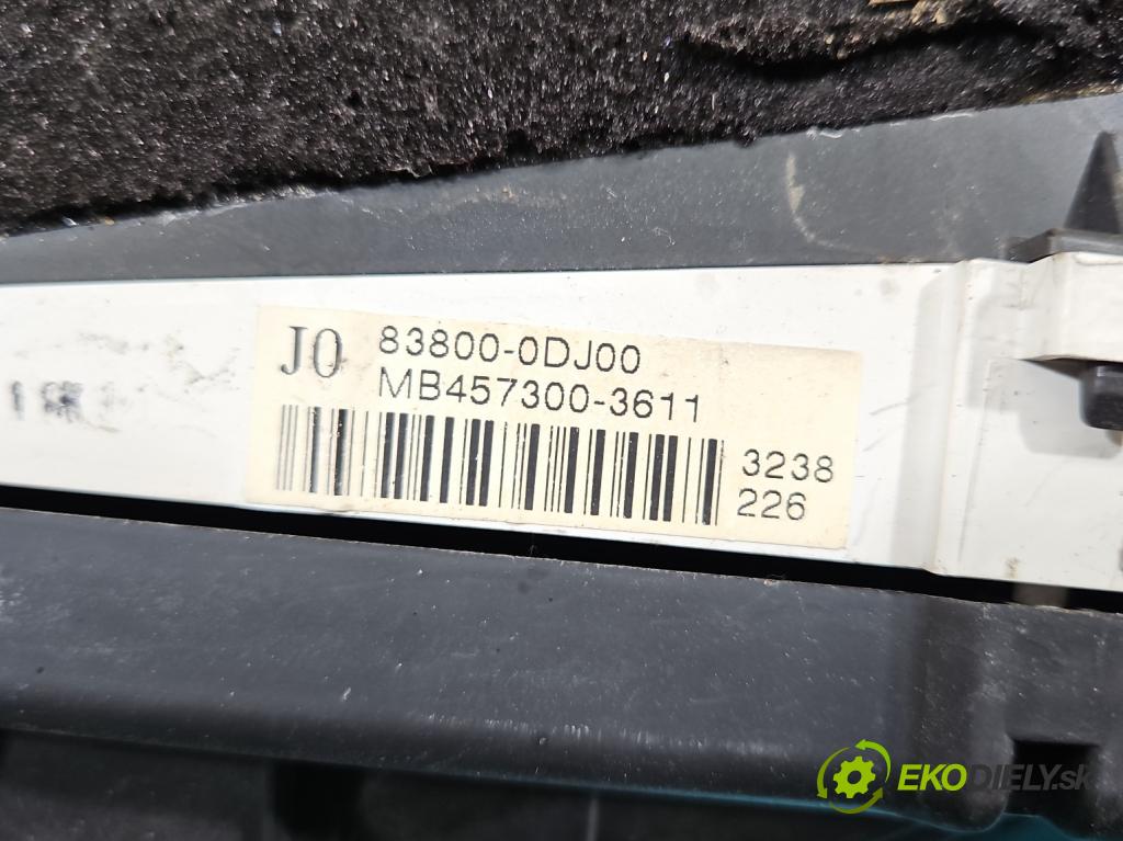 Toyota Yaris II 2005-2011 1.0 VVT-i: 69KM manual 51 kW 998 cm3 3- prístrojovka/ budíky 83800-0DJ00 (Prístrojové dosky, displeje)