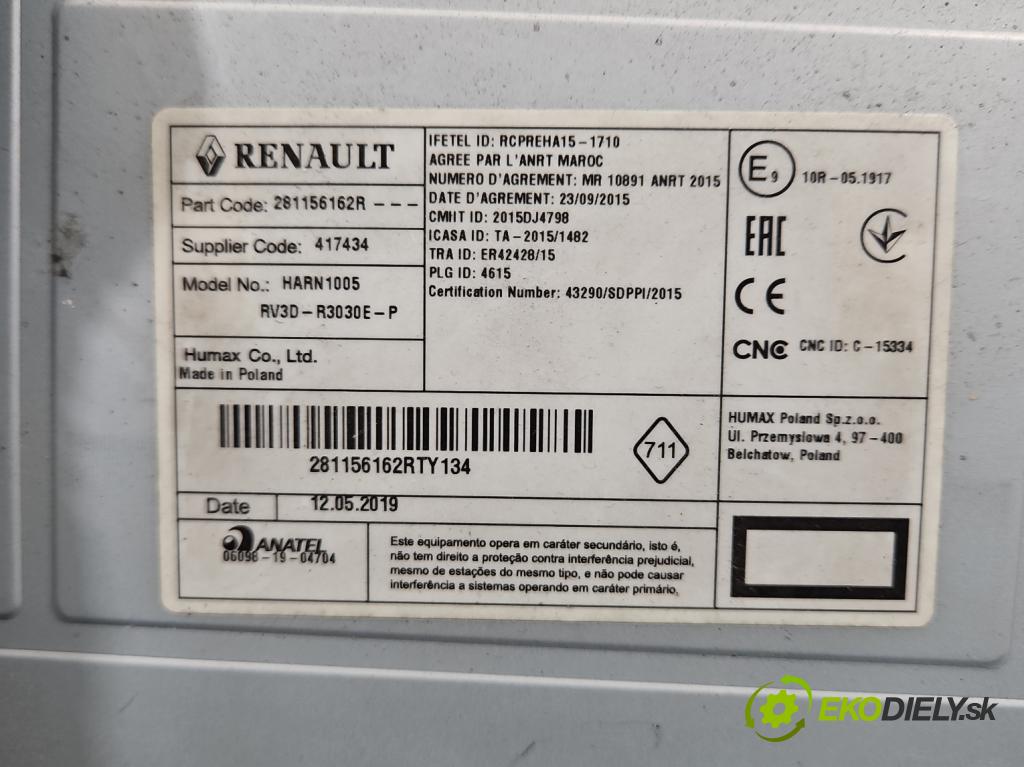 Dacia Logan II 2012-2020 1.0 SCe: 73 HP manual 54 kW 999 cm3 4- Radio originál 281156162R