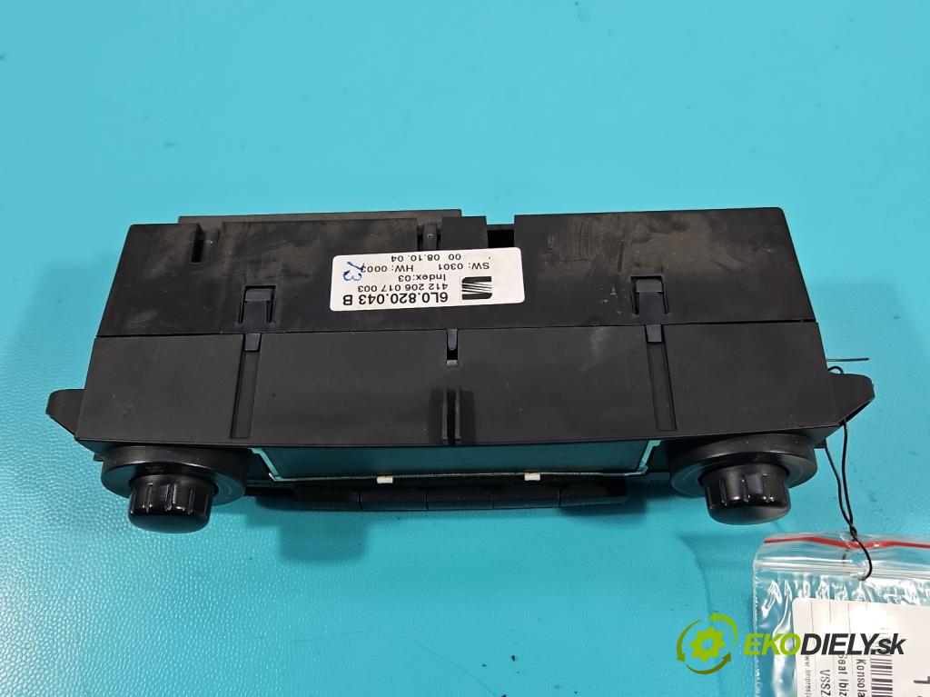 Seat Ibiza III 6L 2002-2008 1.4 16V 75 HP manual 55 kW 1390 cm3 3- panel kúrenia 6L0820043B