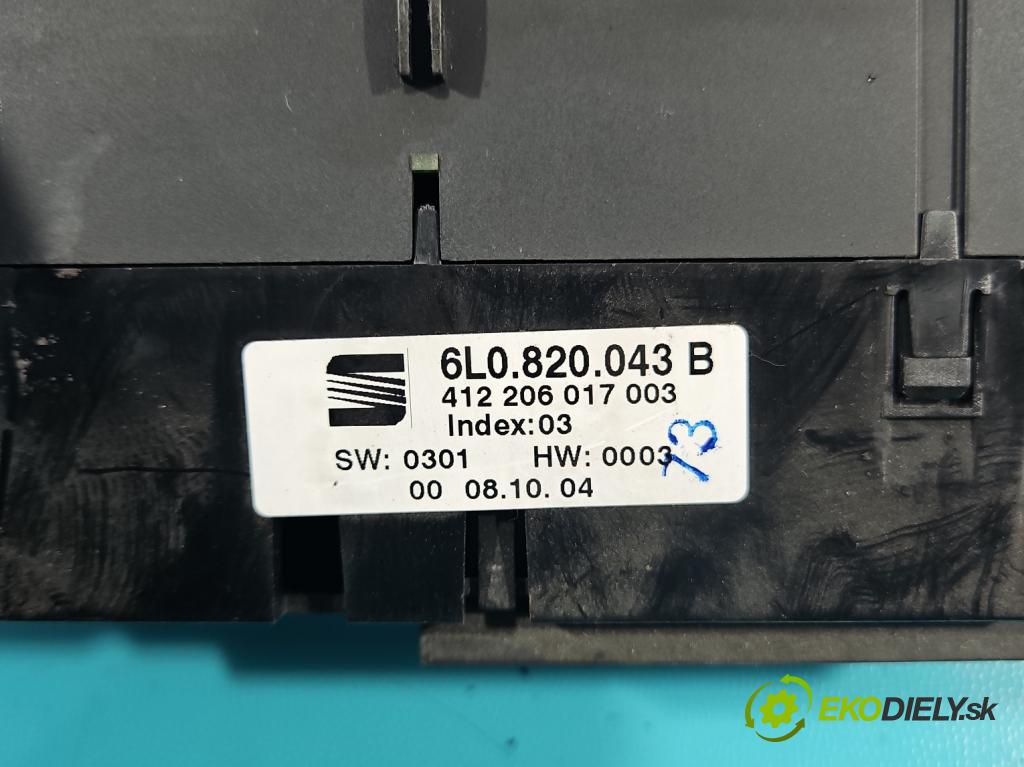 Seat Ibiza III 6L 2002-2008 1.4 16V 75 HP manual 55 kW 1390 cm3 3- panel kúrenia 6L0820043B