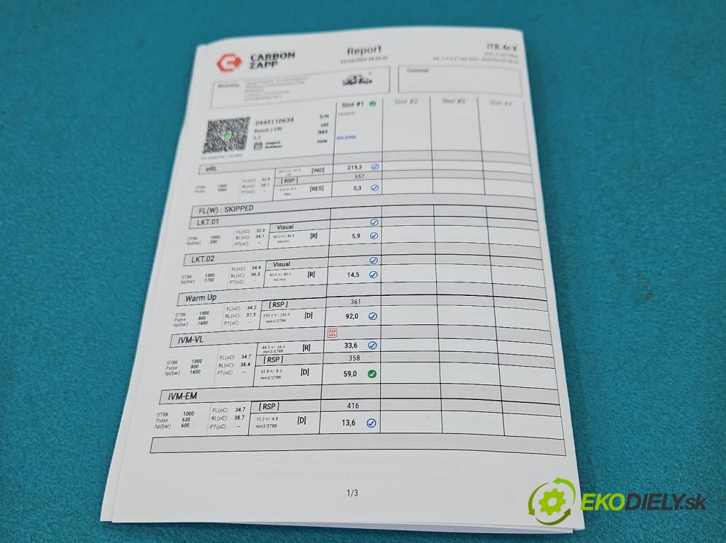 Renault Master III 2010-2024 2.3 dci 110 hp manual 81 kW 2299 cm3 5- vstřikovač 0445110634 (Vstřikovač paliva)