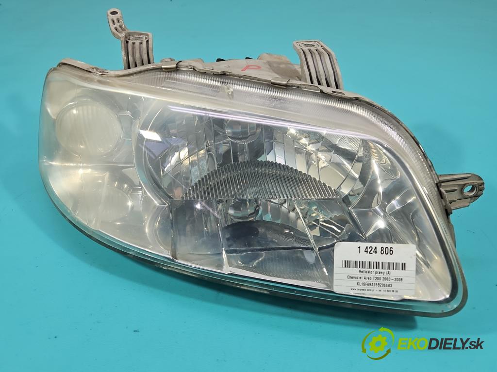 Chevrolet Aveo T200 2003-2008 1.4 8V 83 HP manual 61 kW 1399 cm3 4- Reflektor: pravý  (Pravé)