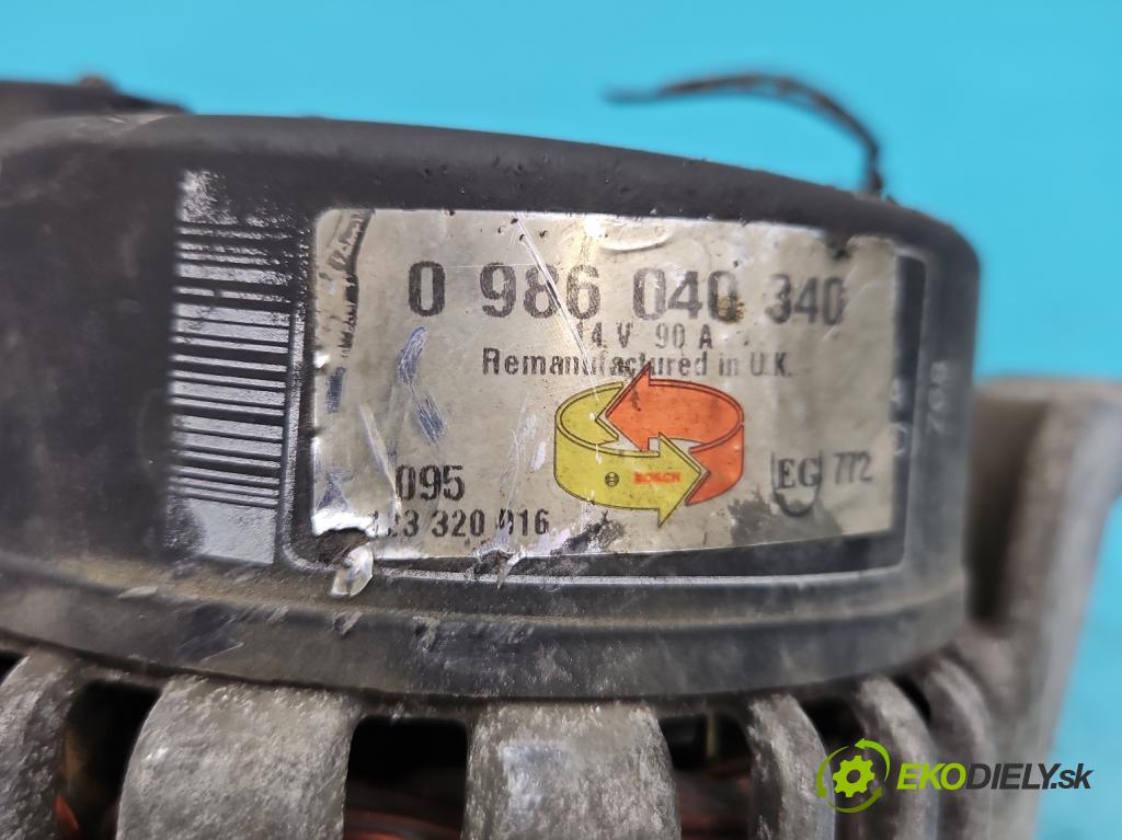 Audi A4 B5 1994-2001 1.6 8V 101 HP manual 74 kW 1595 cm3 4- Alternator 0986040340 (Alternátory)