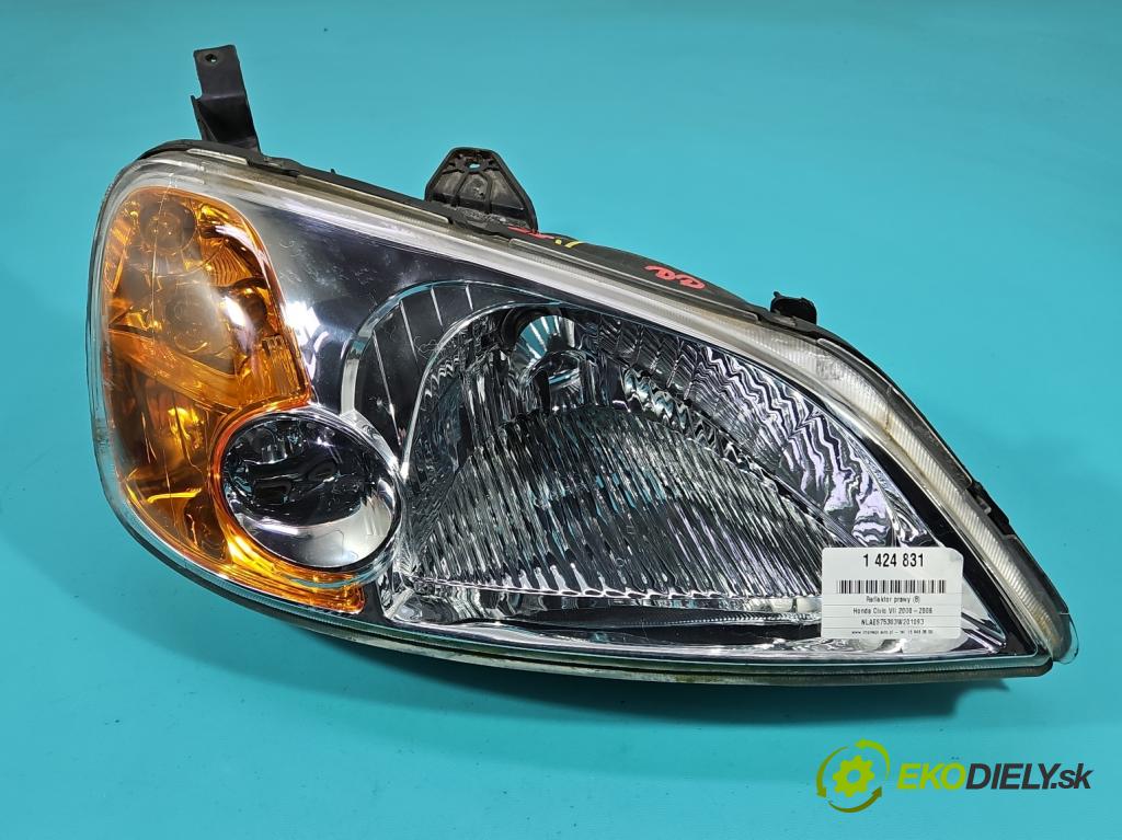 Honda Civic VII 2000-2006 1.6 16V 110 HP manual 81 kW 1590 cm3 4- Reflektor: pravý  (Pravé)