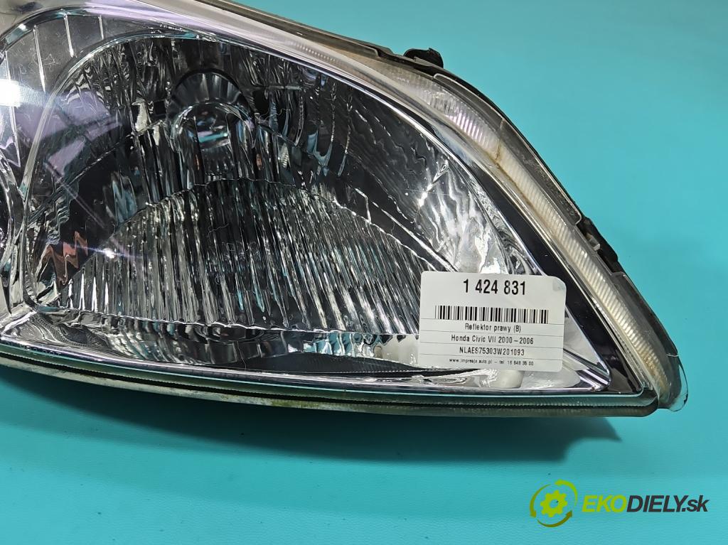 Honda Civic VII 2000-2006 1.6 16V 110 HP manual 81 kW 1590 cm3 4- Reflektor: pravý  (Pravé)