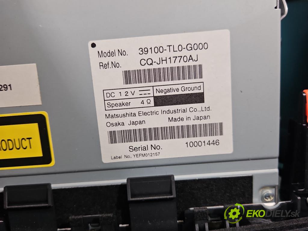 Honda Accord VIII 2008-2015 2.0 VTEC 156 HP manual 115 kW 1997 cm3 4- Radio originál 39100-TL0-G000