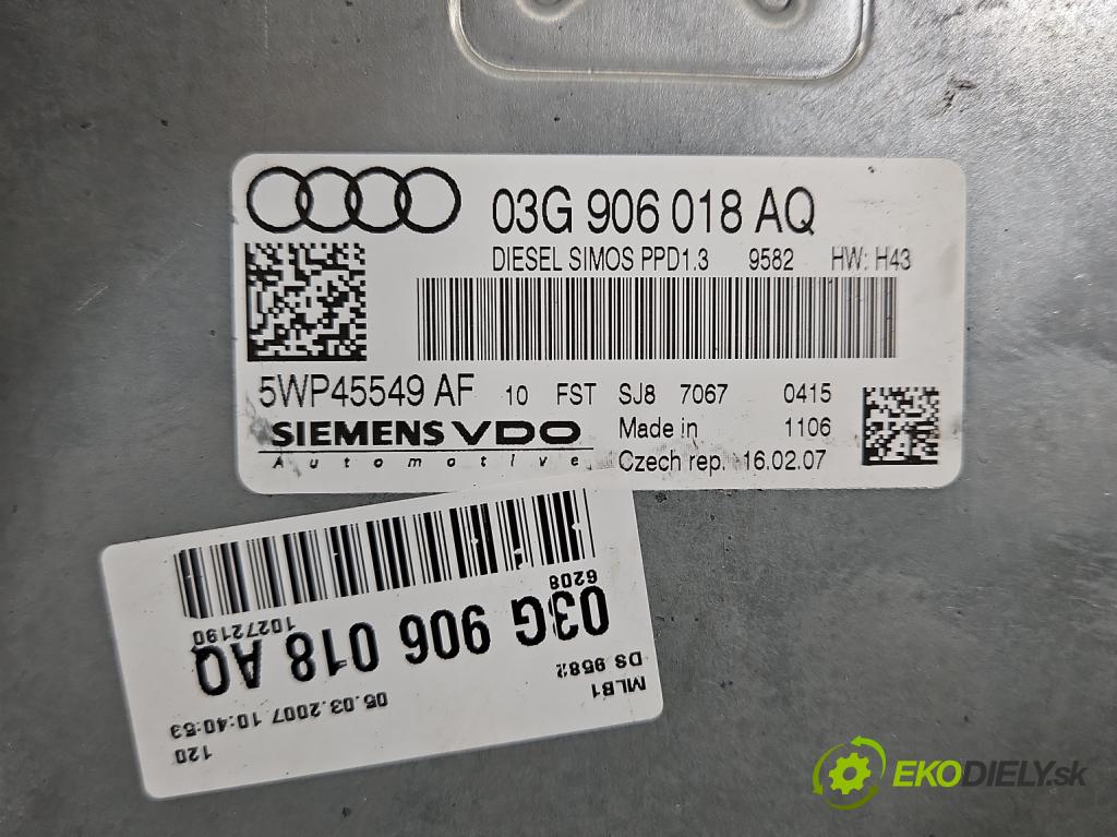 Audi A4 B7 2004-2008 2.0 TDi 170 HP manual 125 kW 1968 cm3 5- riadiaca jednotka motora 03G906018AQ
