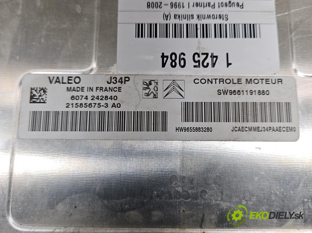 Peugeot Partner I 1996-2008 1.4 8V 75 HP manual 55 kW 1360 cm3 5- riadiaca jednotka motora 9661191880