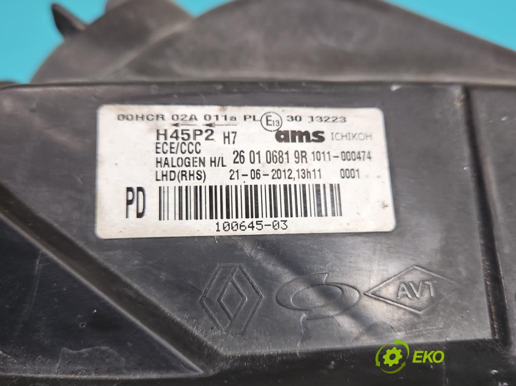 Renault Koleos I 2008-2016 2.0 dci 150 HP manual 110 kW 1995 cm3 5- Reflektor: pravý 260106819R (Pravé)