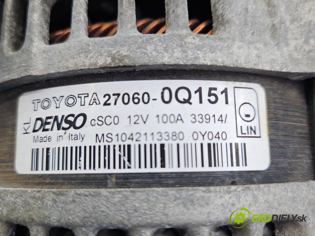 Toyota Yaris III 2011-2020 1.0 VVT-i: 69KM manual 51 kW 998 cm3 3- Alternator 27060-0Q150 (Alternátory)