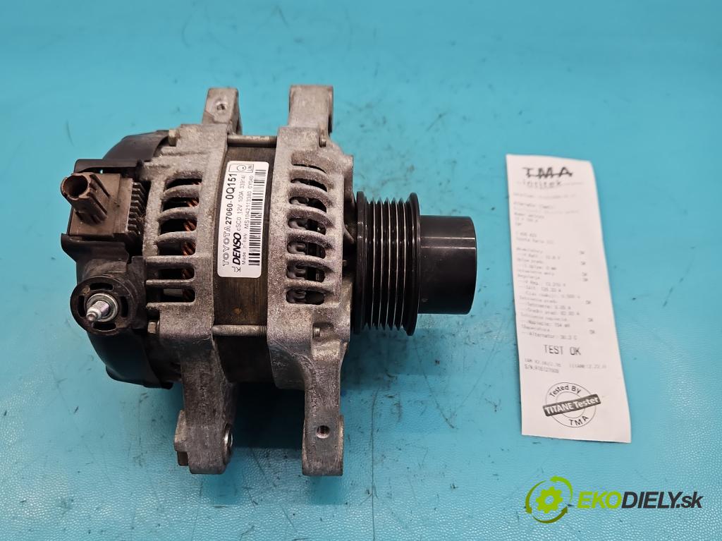Toyota Yaris III 2011-2020 1.0 VVT-i: 69KM manual 51 kW 998 cm3 3- Alternator 27060-0Q150 (Alternátory)