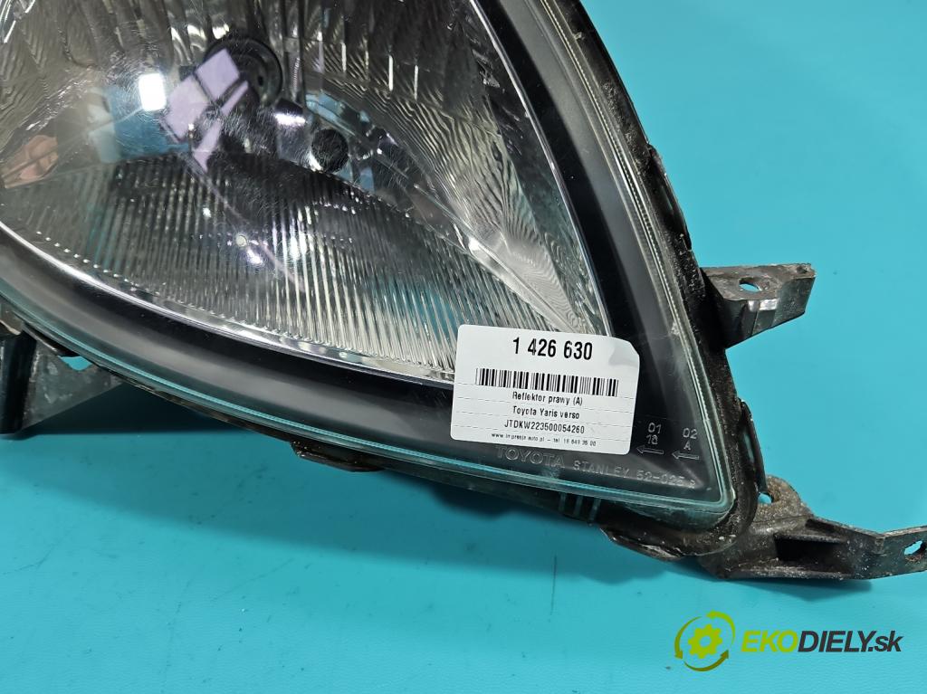 Toyota Yaris verso 1.3 vvti 86 HP manual 63 kW 1299 cm3 5- Reflektor: pravý  (Pravé)