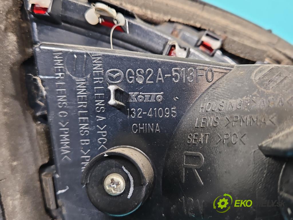Mazda 6 II GH 2007-2012 2.0 CITD 140 HP manual 103 kW 1998 cm3 5- svetlo / reflektor zadné pravé GS2A-513F0 (Kľučka dverí ostatné)