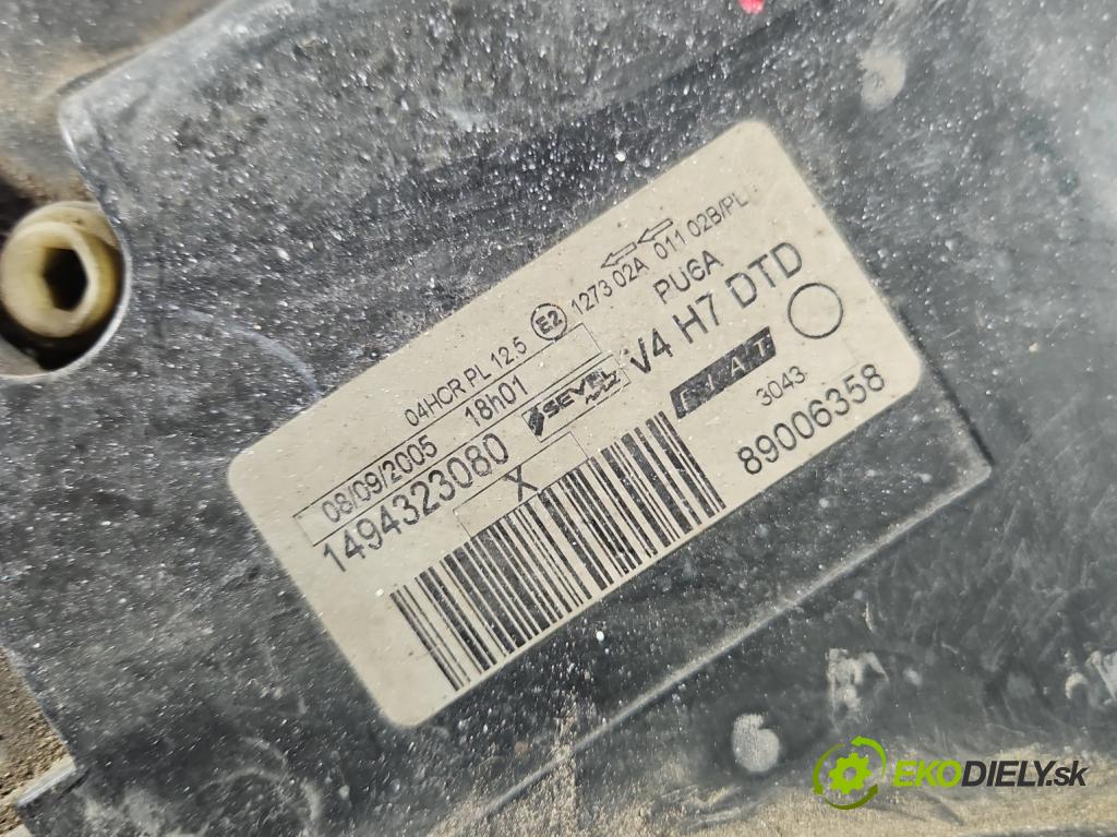 Fiat Ulysse II 2002-2010 2.0 16V 136 HP manual 100 kW 1997 cm3 5- Reflektor: pravý 1494323080 (Pravé)