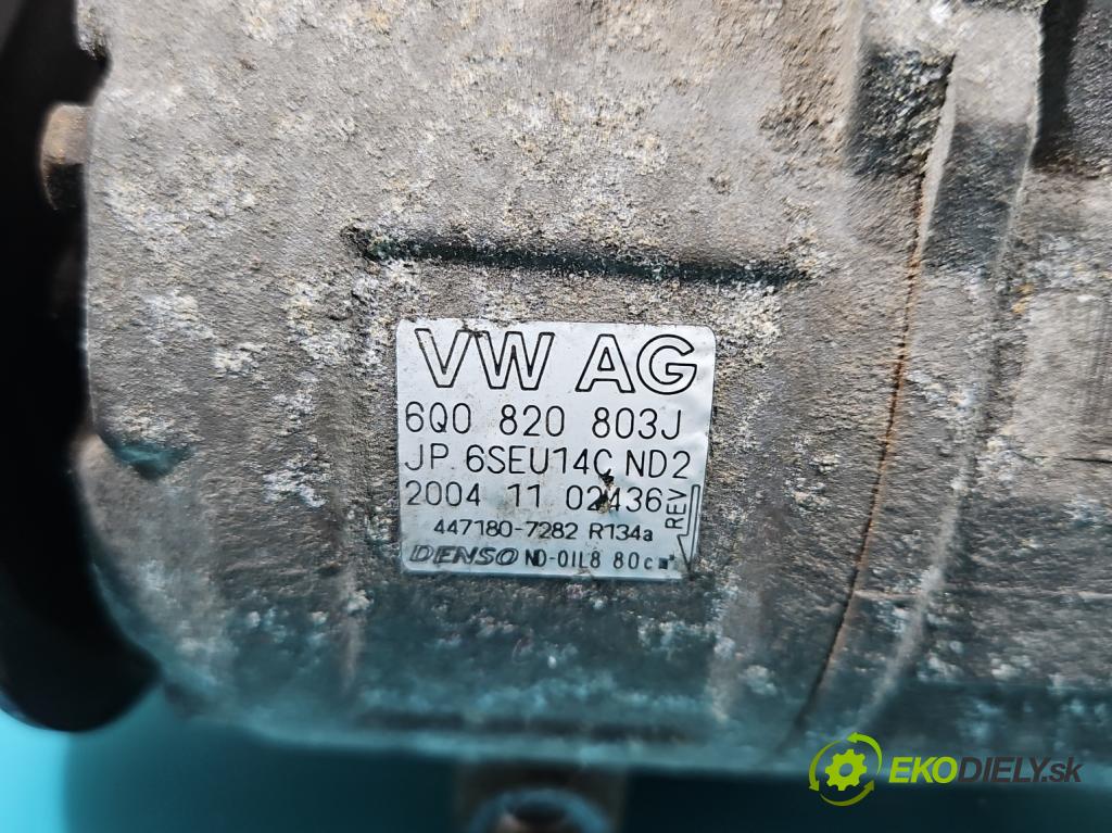 Skoda Roomster 1.4 TDi 69KM manual 51 kW 1422 cm3 5- Kompresor: klimatizácie 6Q0820803J (Kompresory klimatizácie)