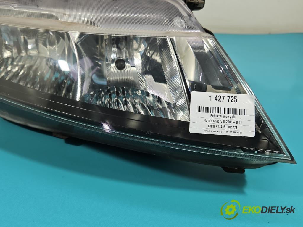 Honda Civic VIII 2006-2011 1,4.0 16v i-DSI: 83 HP manual 61 kW 1339 cm3 5- Reflektor: pravý  (Pravé)