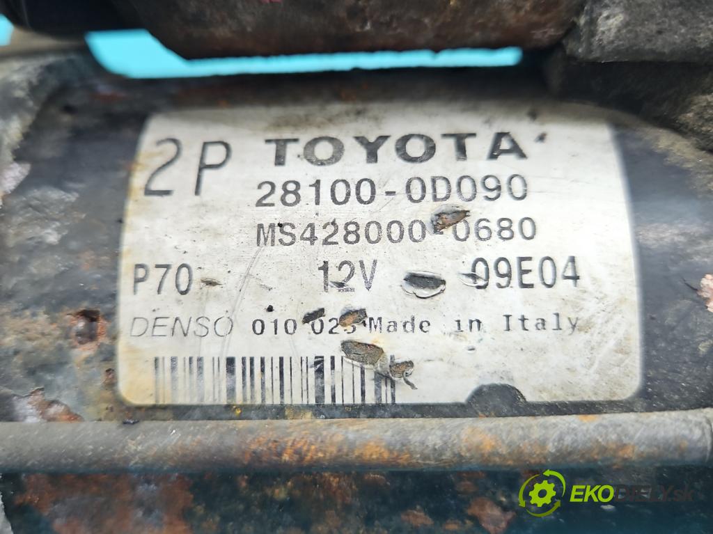 Toyota Avensis II T25 2003-2008 1.8 16V 129 HP manual 95 kW 1794 cm3 5- štartér 28100-0D090 (Štartéry)