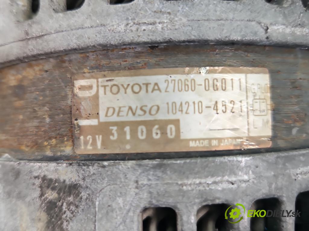 Toyota Corolla Verso II 2004-2009 2.2 D4D 136 HP manual 100 kW 2231 cm3 5- Alternator 104210-4521 (Alternátory)