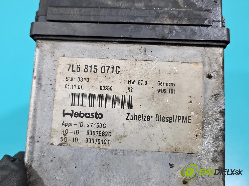 Vw Touareg I 2002-2010 2.5 tdi 174 hp automatic 128 kW 2461 cm3 5- Webasto 7L6815071C (Webasto (nezávislé topení))