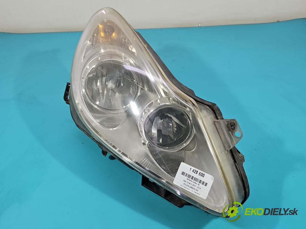 Opel Corsa D 2006-2014 1.2 16v 80 HP manual 59 kW 1229 cm3 5- Reflektor: pravý 13186382 (Pravé)