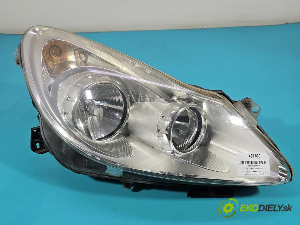 Opel Corsa D 2006-2014 1.2 16v 80 HP manual 59 kW 1229 cm3 5- Reflektor: pravý 13186382 (Pravé)