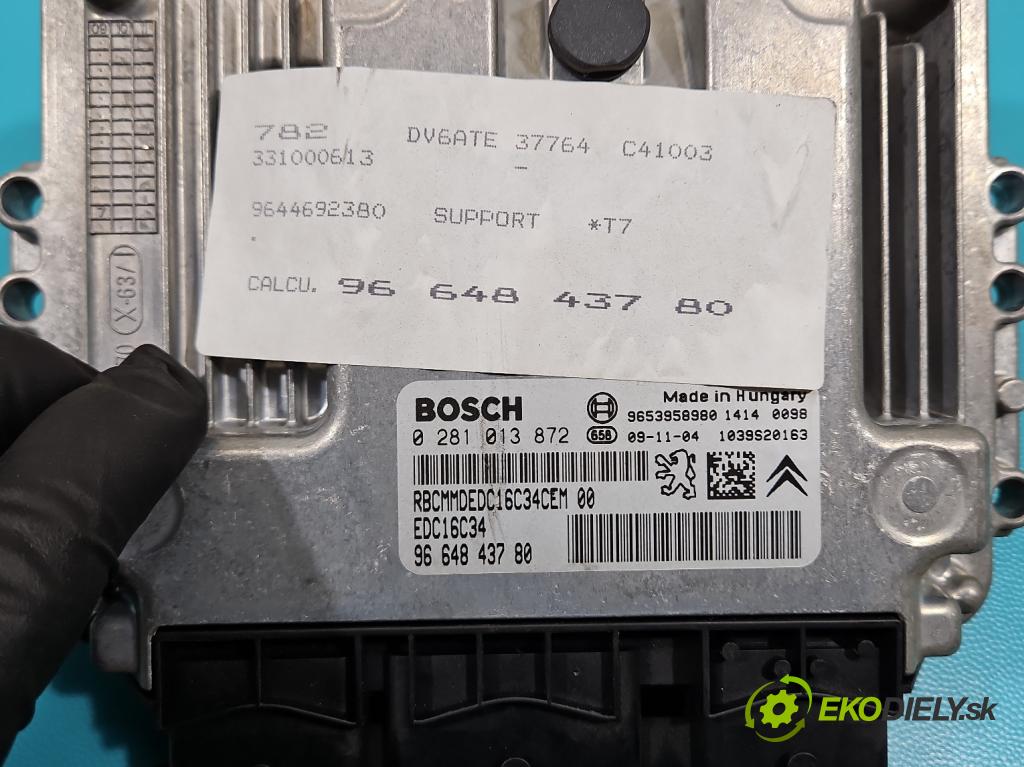 Peugeot 308 I 2007-2013 1.6 HDi 90 HP manual 66,2 kW 1560 cm3 5- riadiaca jednotka motora 0281013872