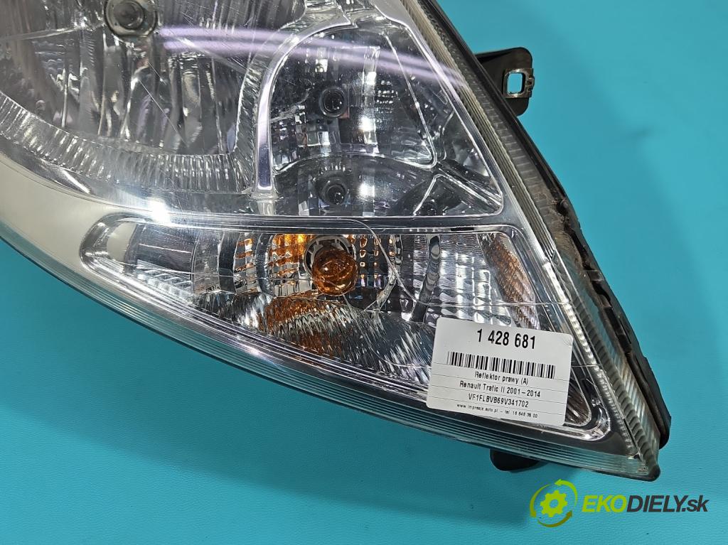 Renault Trafic II 2001-2014 2.5 dci 145 HP manual 107 kW 2464 cm3 5- Reflektor: pravý 8200701356 (Pravé)