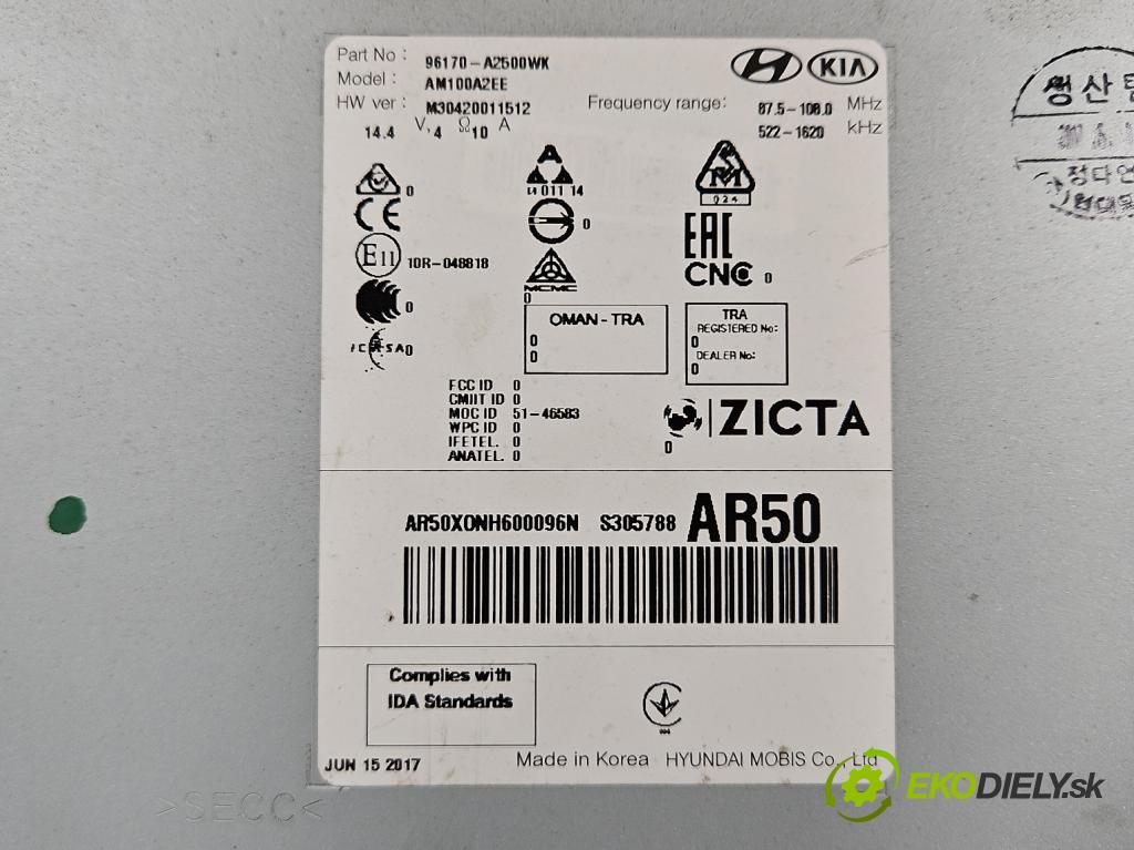 Kia Ceed II 2012-2018 1.6 GDI 135 HP manual 99 kW 1591 cm3 5- Radio originál 96170-A2500WK