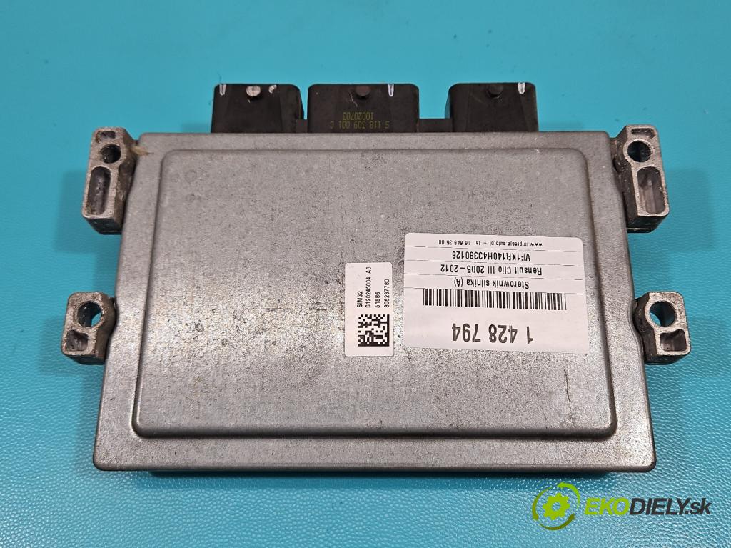 Renault Clio III 2005-2012 1,2.0 TCE: 101 HP manual 74 kW 1149 cm3 5- riadiaca jednotka motora 8201077701