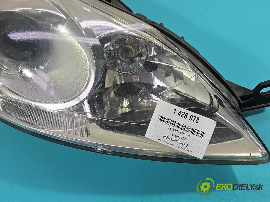 Peugeot 407 2.0 HDi 136 HP manual 100 kW 1997 cm3 5- Reflektor: pravý 0301213272 (Pravé)