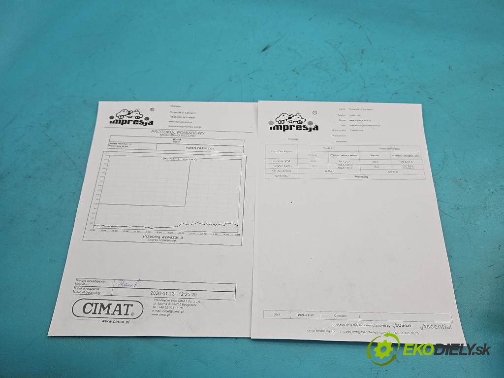 Fiat Stilo 1.9 jtd 140 hp manual 103 kW 1910 cm3 3- Turbodmychadlo repasováno 716665-2