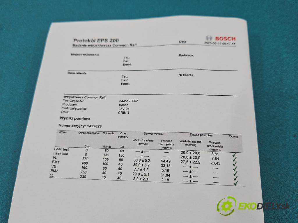Iveco Daily III 1999-2006 2.8 125 HP manual 92 kW 2800 cm3 5- vstrek 0445120002 (Vstrekovač paliva)