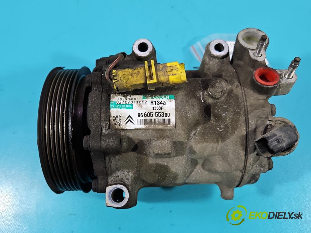 Citroen C5 II 2008-2017 2.0 HDi 136 HP automatic 100 kW 1997 cm3 5- Kompresor: klimatizácie 9660555380 (Kompresory klimatizácie)